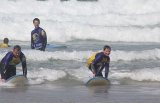 Playing in the waves